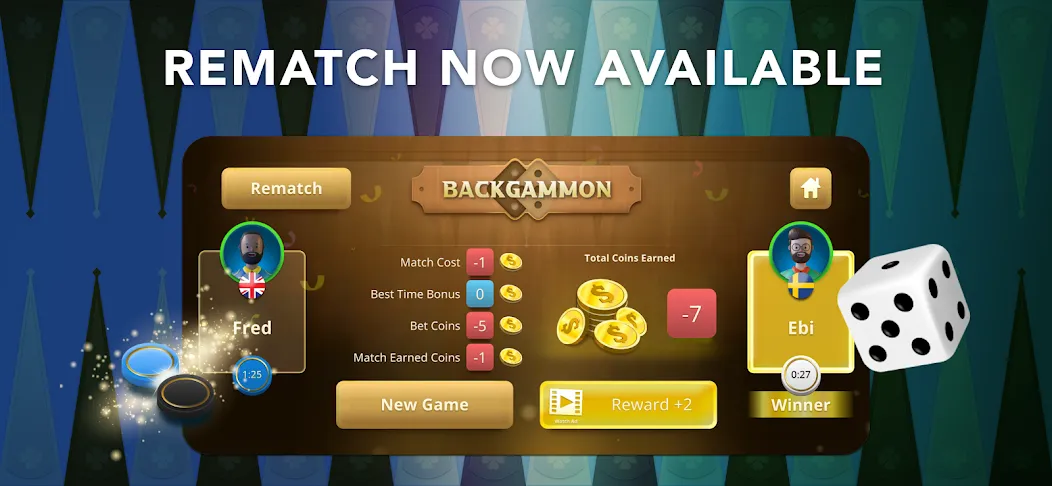 Backgammon Classic + Online  [МОД Много монет] Screenshot 1