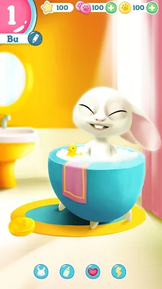 Bu Bunny - Cute pet care game  [МОД Бесконечные монеты] Screenshot 2