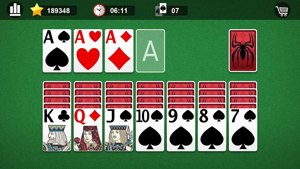 Spider Solitaire  [МОД Бесконечные деньги] Screenshot 4