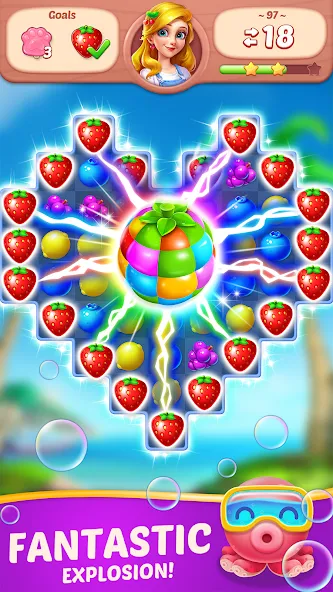 Fruit Diary - Match 3 Games  [МОД Бесконечные монеты] Screenshot 2