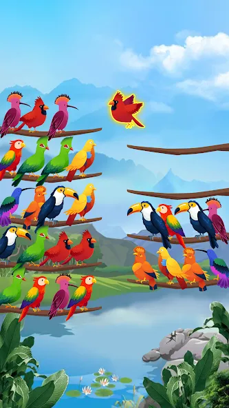 Bird Sort - Color Puzzle  [МОД Все открыто] Screenshot 1