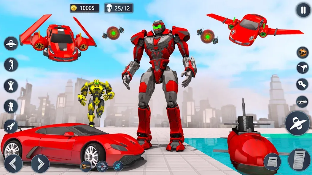 Flying Car Robot Game Car Game  [МОД Бесконечные монеты] Screenshot 4