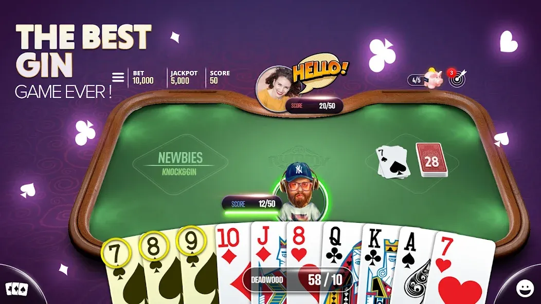 Gin Rummy Extra - Online Rummy (Джин Рамми Экстра)  [МОД Бесконечные деньги] Screenshot 1