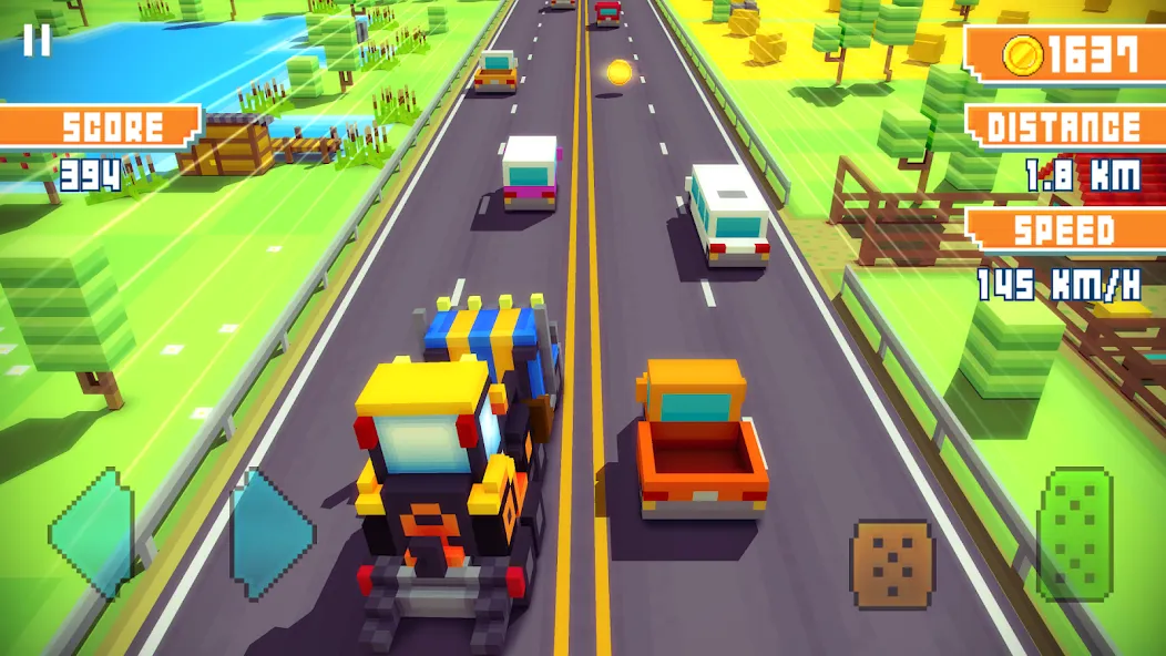 Blocky Highway: Traffic Racing (Блоки Хайвей)  [МОД Все открыто] Screenshot 4