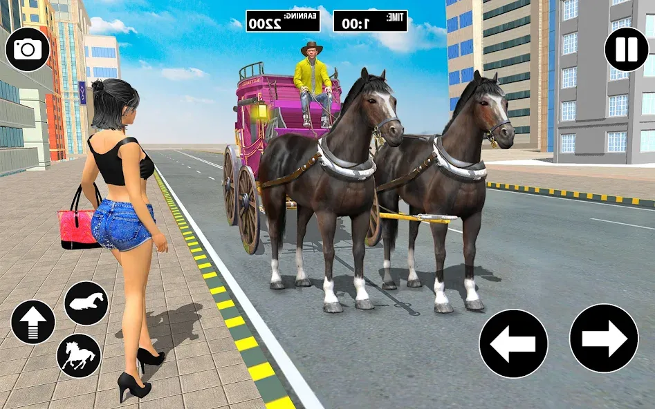 Horse Cart Taxi Transport Game  [МОД Все открыто] Screenshot 1