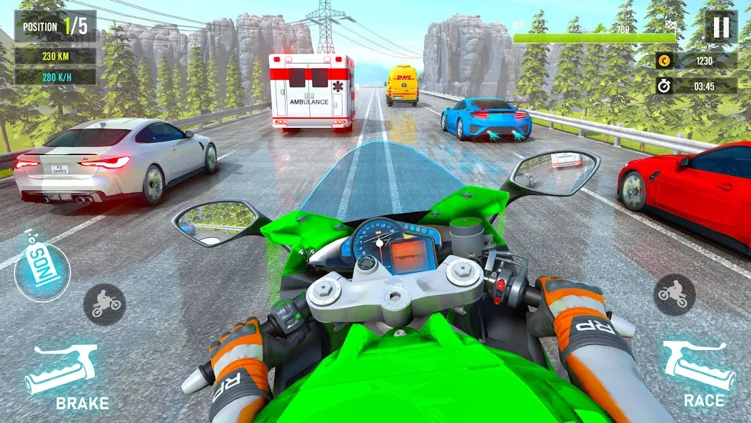 Moto Traffic Bike Race Game 3d (Мото Трафик Байк Рейс Гейм 3д)  [МОД Mega Pack] Screenshot 1