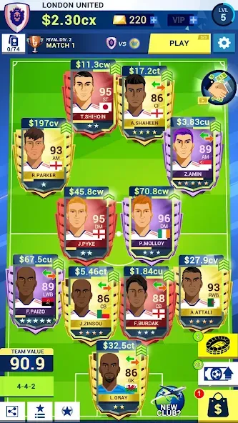 Idle Eleven - Soccer tycoon (Айдл Илевен)  [МОД Много денег] Screenshot 1