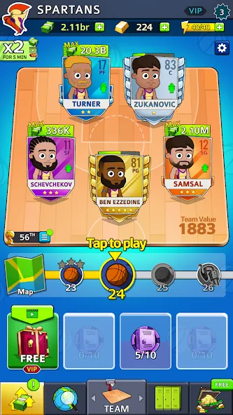 Idle Five Basketball tycoon (Айдл Файв Баскетбольный тайкун)  [МОД Бесконечные деньги] Screenshot 3