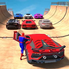 Взлом Superhero Car: Mega Ramp Games (Рамп Кар Гейм)  [МОД Бесконечные монеты] - последняя версия apk на Андроид