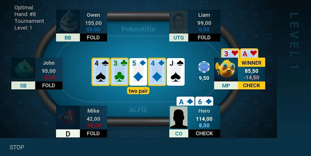 Offline Poker AI - PokerAlfie (Оффлайн Покер ИИ)  [МОД Menu] Screenshot 2