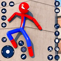 Скачать взломанную Spider Game-Stickman Rope Hero  [МОД Много монет] - последняя версия apk на Андроид