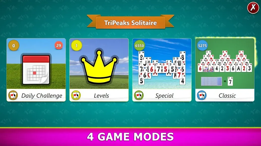 TriPeaks Solitaire Mobile  [МОД Много монет] Screenshot 2