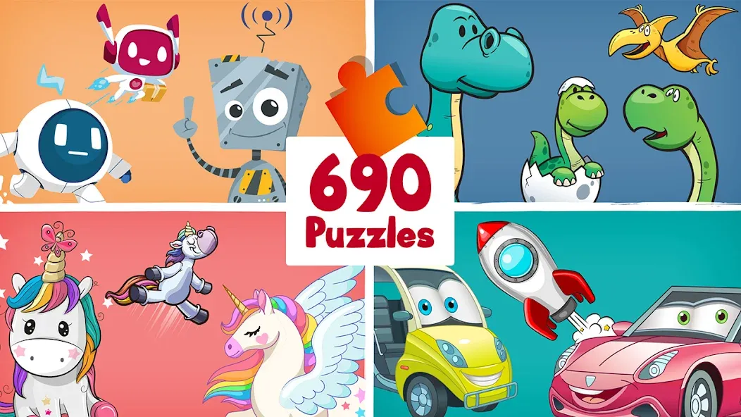 690 Puzzles for preschool kids  [МОД Много монет] Screenshot 1