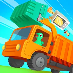 Взломанная Dinosaur GarbageTruck:for kids  [МОД Unlimited Money] - полная версия apk на Андроид