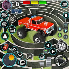 Скачать взломанную Monster Truck Maze Puzzle Game  [МОД Много денег] - стабильная версия apk на Андроид