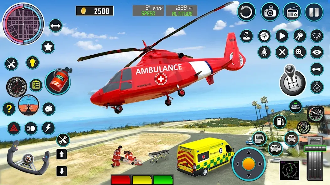 Heli Ambulance Simulator Game  [МОД Бесконечные деньги] Screenshot 2