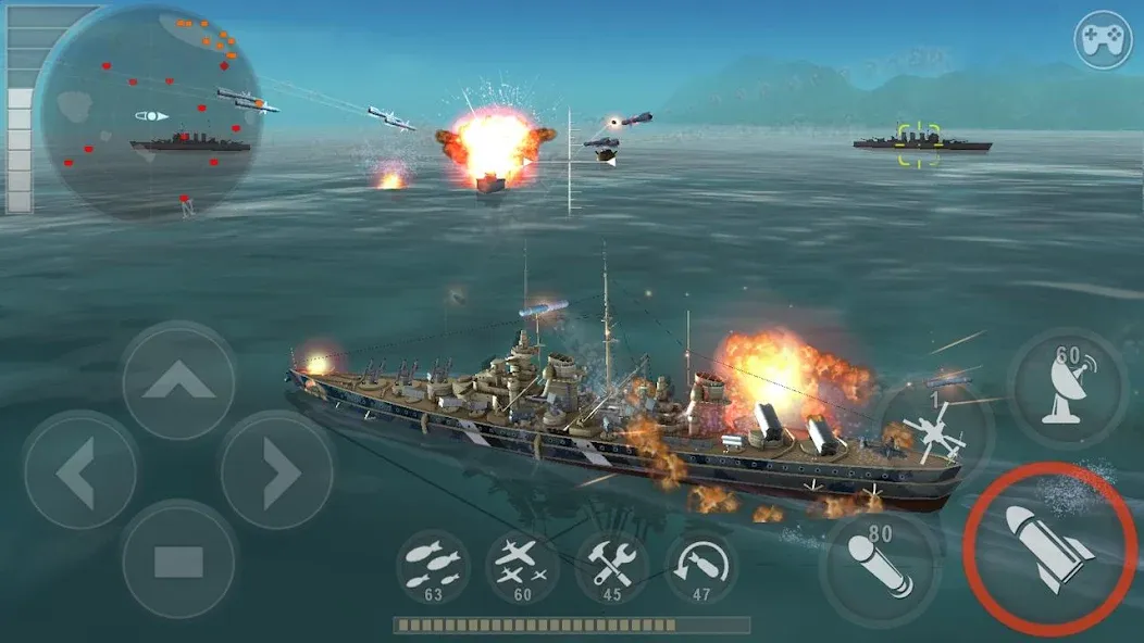 WARSHIP BATTLE:3D World War II  [МОД Mega Pack] Screenshot 1