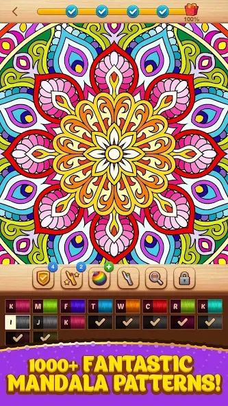 Cross Stitch Coloring Mandala (Кроссстиль раскрашивание мандала)  [МОД Menu] Screenshot 1