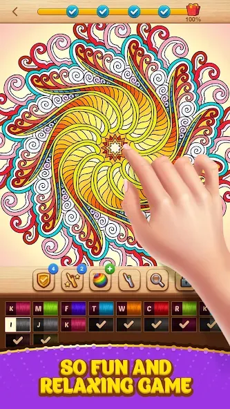 Cross Stitch Coloring Mandala (Кроссстиль раскрашивание мандала)  [МОД Menu] Screenshot 3