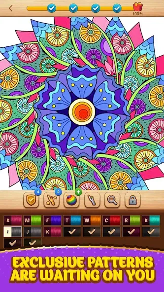 Cross Stitch Coloring Mandala (Кроссстиль раскрашивание мандала)  [МОД Menu] Screenshot 4