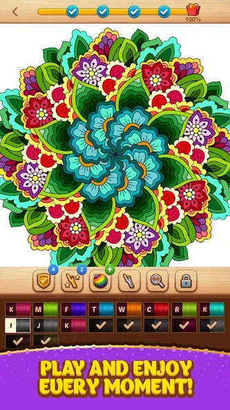 Cross Stitch Coloring Mandala (Кроссстиль раскрашивание мандала)  [МОД Menu] Screenshot 5