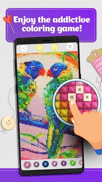 Cross Stitch Coloring Art (Кроссстич окрашивание искусства)  [МОД Unlocked] Screenshot 1