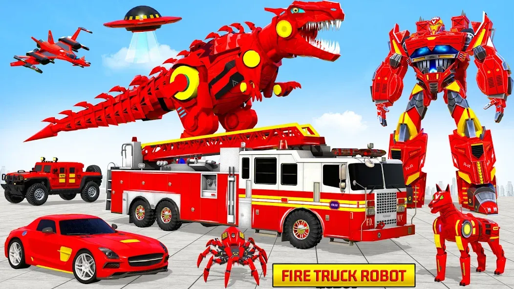 Fire Truck Robot Car Game  [МОД Бесконечные деньги] Screenshot 2