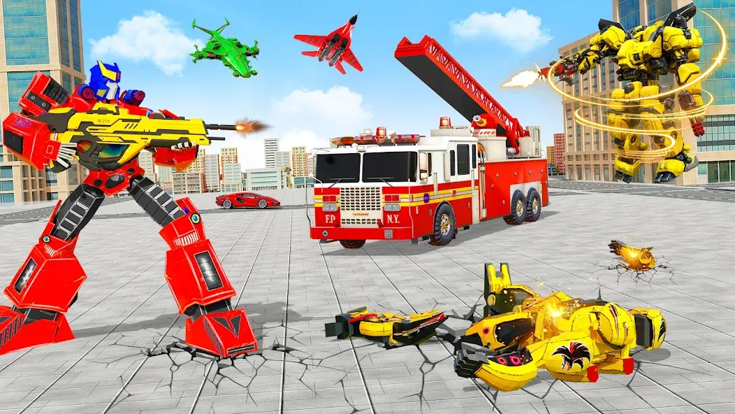 Fire Truck Robot Car Game  [МОД Бесконечные деньги] Screenshot 5