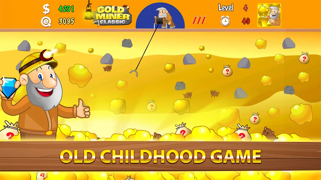 Gold Miner Classic: Gold Rush (Голд Майнер Классик)  [МОД Unlimited Money] Screenshot 1