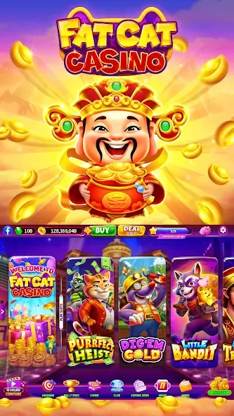 Fat Cat Casino - Slots Game (Фэт Кэт Казино)  [МОД Меню] Screenshot 2