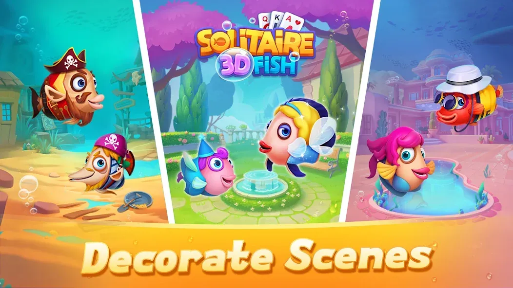 Solitaire 3D Fish  [МОД Много денег] Screenshot 2