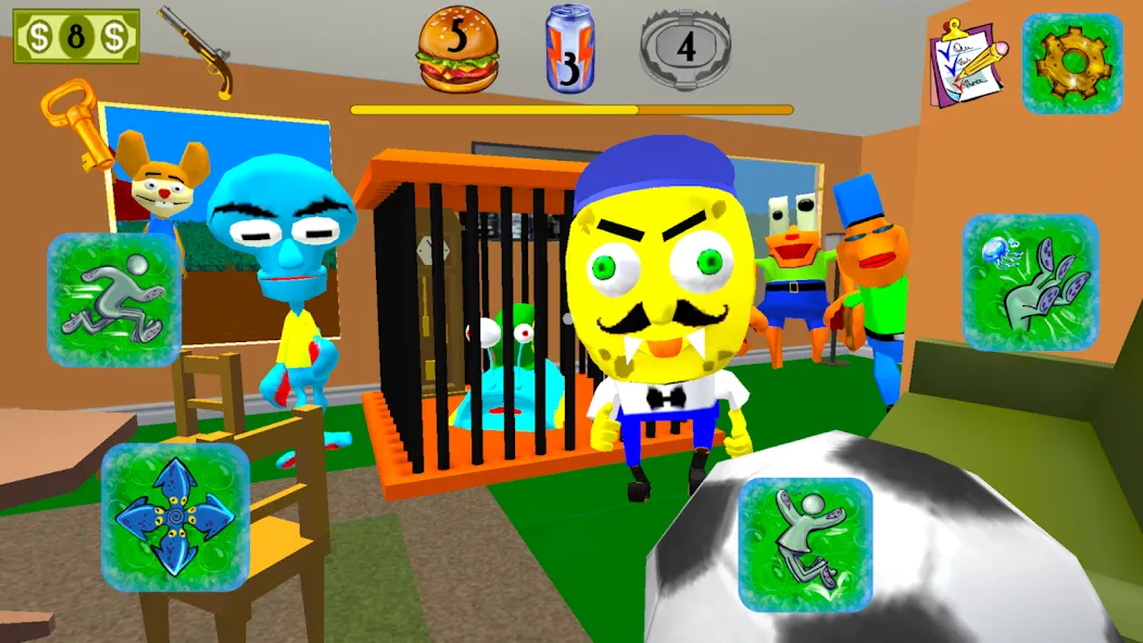 Sponge Neighbor Escape 3D (Спонж Сосед Побег 3D)  [МОД Много монет] Screenshot 2