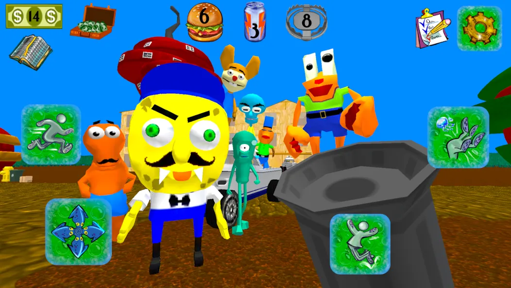 Sponge Neighbor Escape 3D (Спонж Сосед Побег 3D)  [МОД Много монет] Screenshot 3