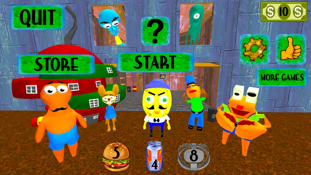 Sponge Neighbor Escape 3D (Спонж Сосед Побег 3D)  [МОД Много монет] Screenshot 5