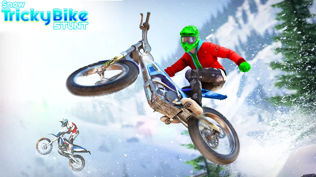 Snow Tricky Bike Stunt Race 3D  [МОД Много денег] Screenshot 1