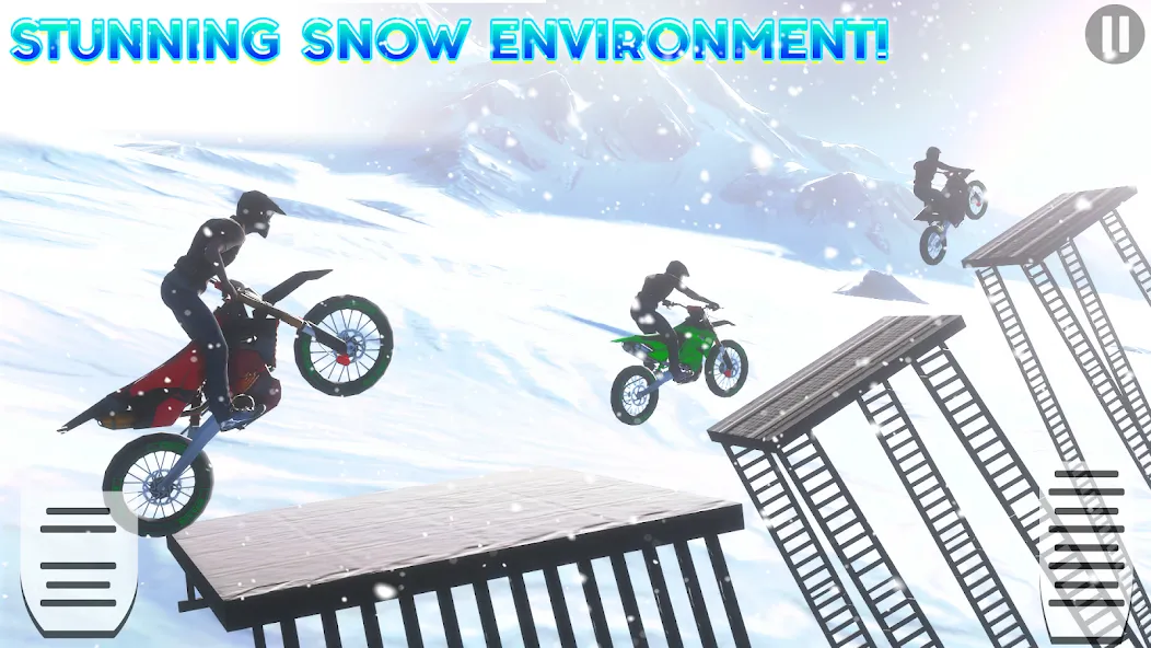 Snow Tricky Bike Stunt Race 3D  [МОД Много денег] Screenshot 2