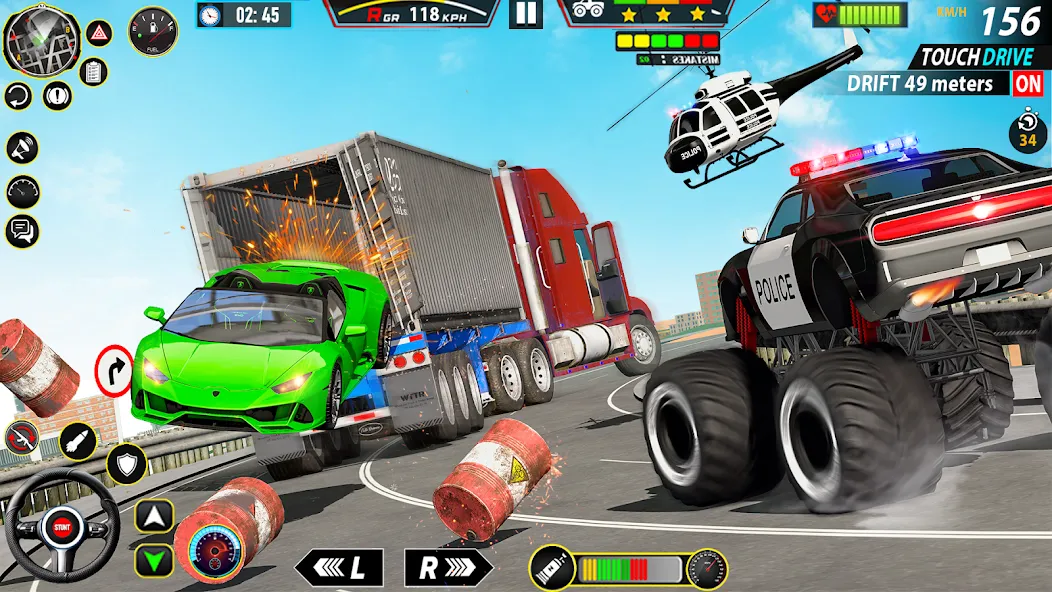 Police Monster Truck Car Games  [МОД Бесконечные монеты] Screenshot 2