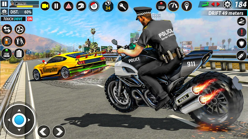 Police Moto Bike Chase Crime (Полицейская мотоциклетная погоня за преступником)  [МОД Меню] Screenshot 5