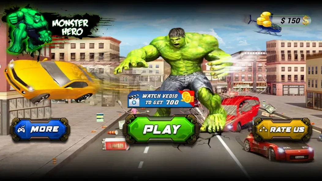 Monster Superhero: Green Fight  [МОД Меню] Screenshot 1