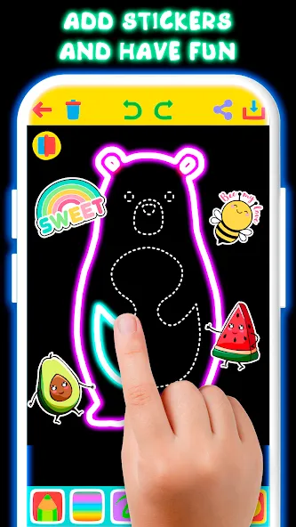 Drawing For Kids - Glow Draw  [МОД Menu] Screenshot 2