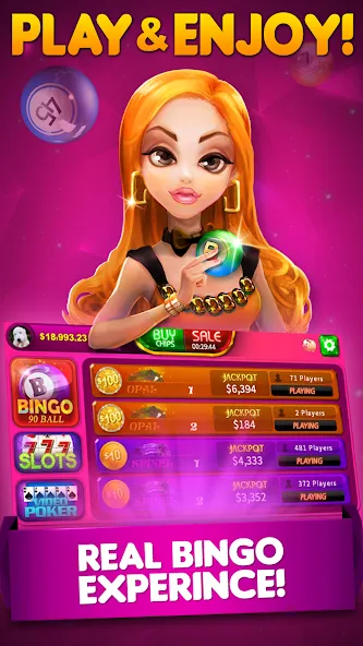 Bingo 90 Live : Vegas Slots (Бинго 90 Лайв)  [МОД Бесконечные деньги] Screenshot 1