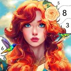 Взломанная Girls Paint by Number Coloring (Девочки раскрашивают по номерам)  [МОД Unlimited Money] - полная версия apk на Андроид