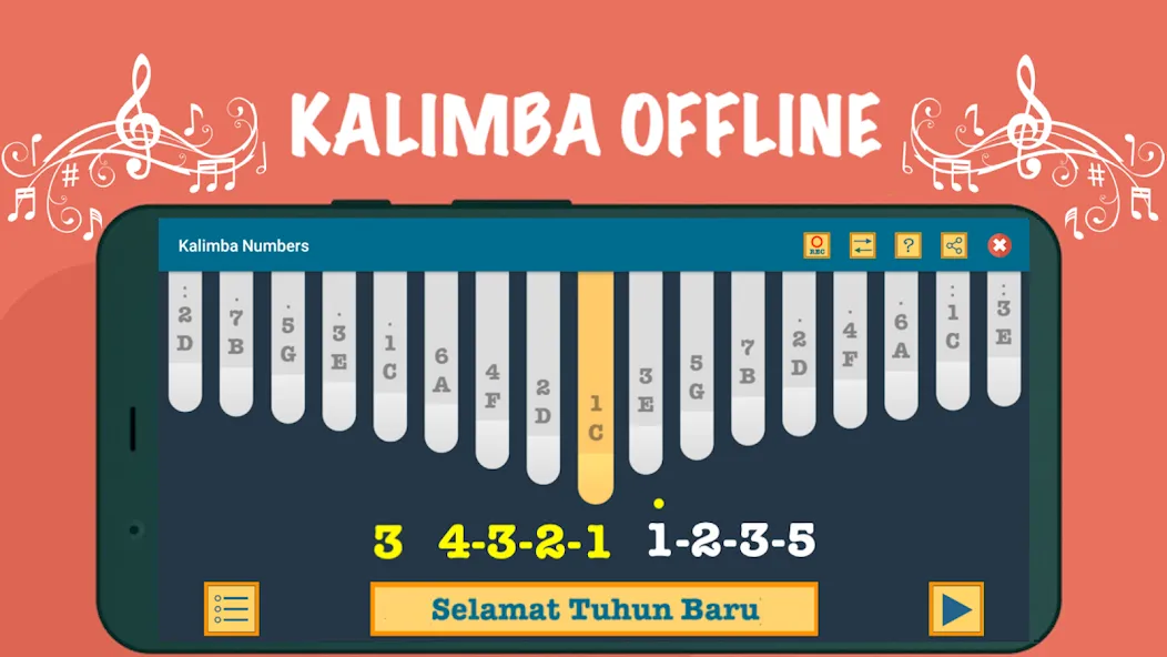 Kalimba App With Songs Numbers (Калимба приложение с песнями и цифрами)  [МОД Бесконечные деньги] Screenshot 3