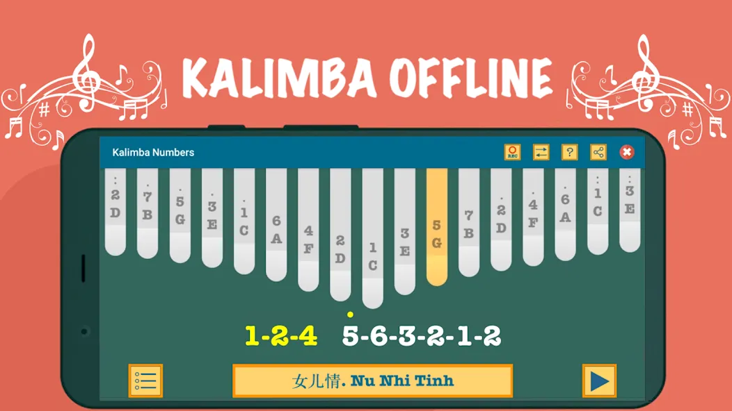 Kalimba App With Songs Numbers (Калимба приложение с песнями и цифрами)  [МОД Бесконечные деньги] Screenshot 5